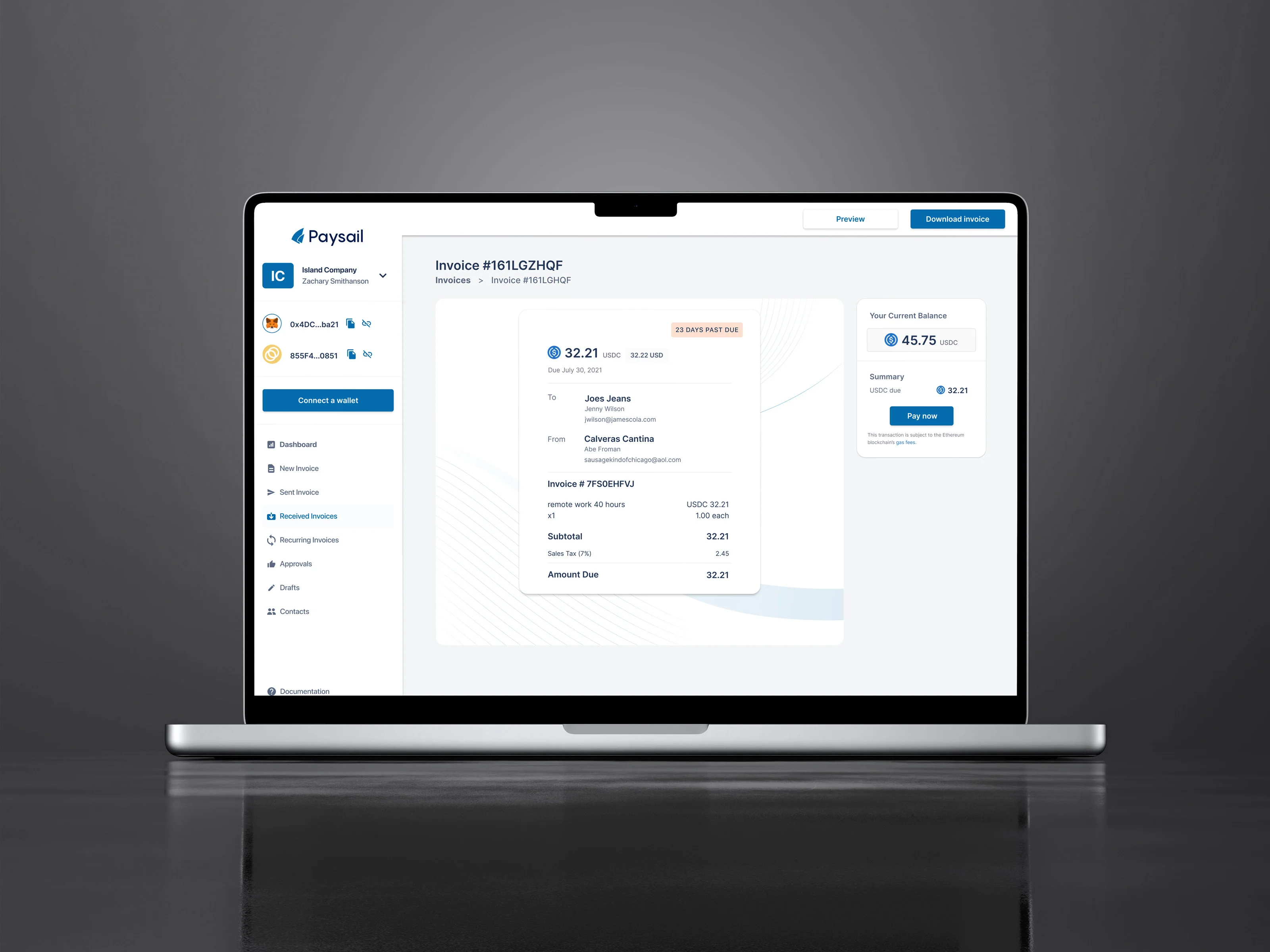 Invoice detail in Syro
